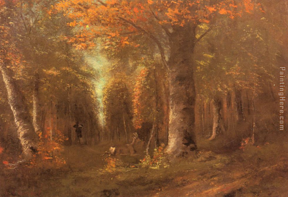 Forest in Autumn painting - Gustave Courbet Forest in Autumn art painting